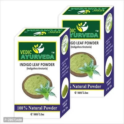 VEDICAYURVEDA Natural 100% Pure Indigo Leaf Powder For Black and Shiny Hair-(Pack of 2)- (200gm)/ Complete Natural Hair Care