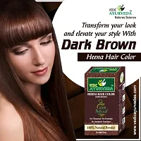 VEDICAYURVEDA Bio-Organic and Natural 100% Pure Dark Brown Hair Color Henna, No Ammonia No Chemical For Smooth and Silky Hairs, Organic and Chemical Less Henna Natural color (100GM)-thumb2