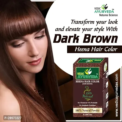 VEDICAYURVEDA Bio-Organic and Natural 100% Pure Dark Brown Hair Color Henna, No Ammonia No Chemical For Smooth and Silky Hairs, Organic and Chemical Less Henna Natural color (100GM)-thumb3