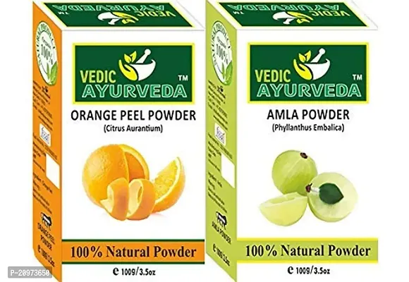 VEDICAYURVEDA Orange Peel Powder and Amla Powder - Combo Pack (200gm)