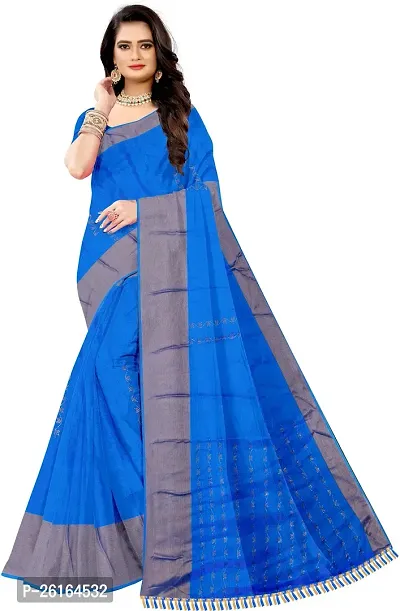 Stylish Brasso Blue Saree with Blouse piece For Women