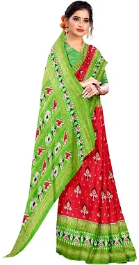 Stylish Cotton Blend Multicoloured Saree with Blouse piece For Women-thumb2