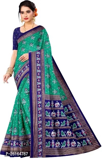 Stylish Cotton Blend Multicoloured Saree with Blouse piece For Women-thumb4