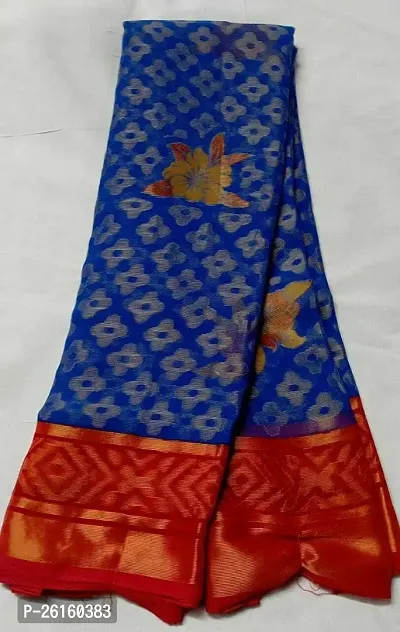 Stylish Brasso Blue Printed Saree with Blouse piece For Women