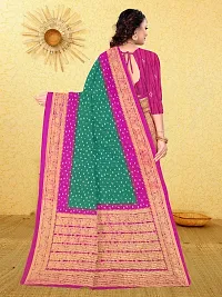 Stylish Cotton Blend Multicoloured Saree with Blouse piece For Women-thumb1