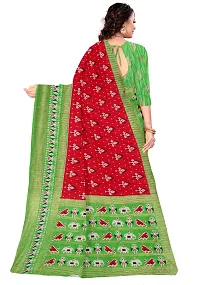 Stylish Cotton Blend Multicoloured Saree with Blouse piece For Women-thumb1