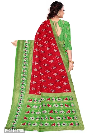 Stylish Cotton Blend Multicoloured Saree with Blouse piece For Women-thumb2