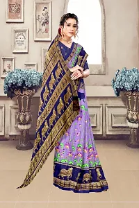 Stylish Cotton Blend Purple Saree with Blouse piece For Women-thumb3