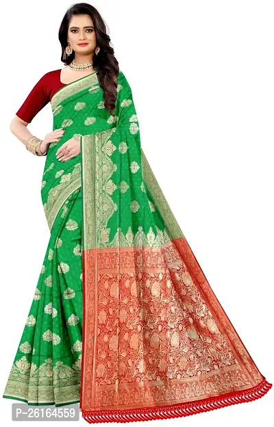 Stylish Silk Blend Multicoloured Saree with Blouse piece For Women-thumb5