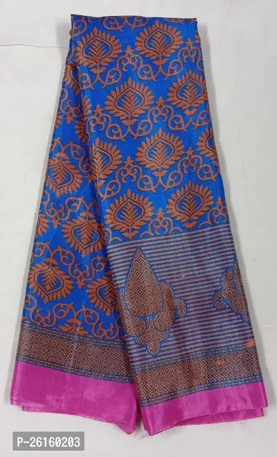 Stylish Cotton Blend Multicoloured Printed Saree with Blouse piece For Women-thumb0