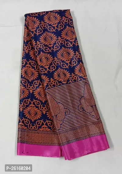 Stylish Cotton Blend Multicoloured Printed Saree with Blouse piece For Women-thumb0