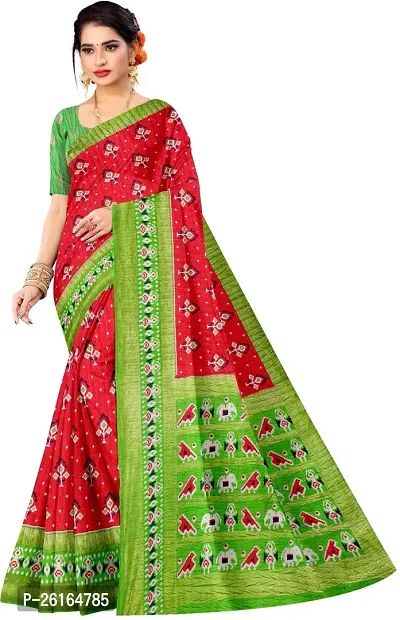 Stylish Cotton Blend Multicoloured Saree with Blouse piece For Women-thumb4