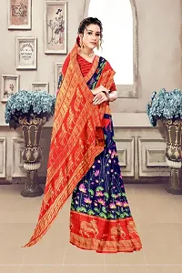 Stylish Cotton Blend Multicoloured Saree with Blouse piece For Women-thumb3