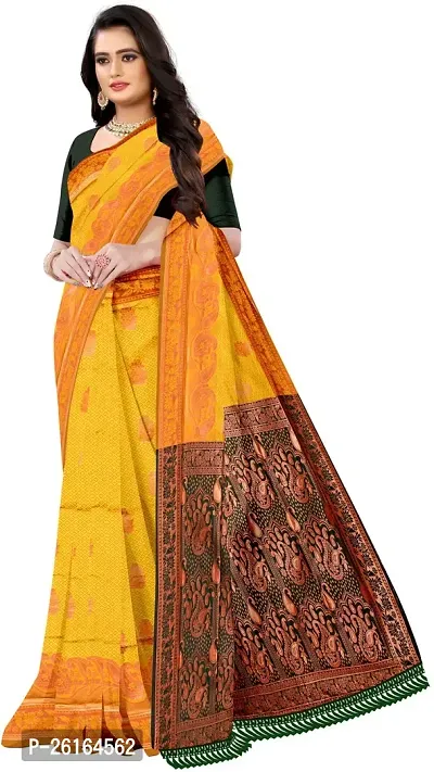 Stylish Silk Blend Multicoloured Saree with Blouse piece For Women-thumb0