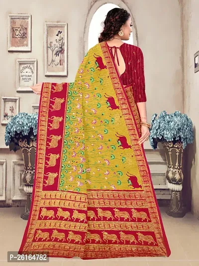 Stylish Cotton Blend Multicoloured Saree with Blouse piece For Women-thumb2