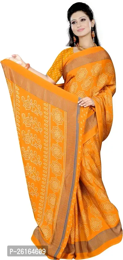 Colourful Yellow Colored Floral Crepe Silk Saree