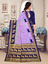 Stylish Cotton Blend Purple Saree with Blouse piece For Women-thumb1