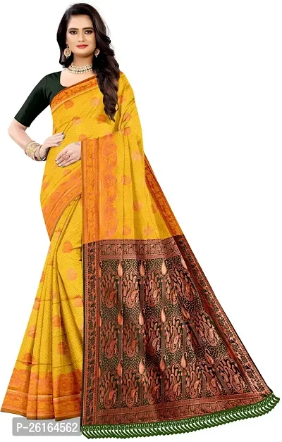 Stylish Silk Blend Multicoloured Saree with Blouse piece For Women-thumb4