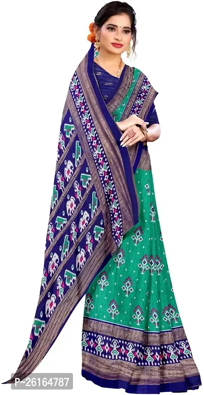 Stylish Cotton Blend Multicoloured Saree with Blouse piece For Women-thumb3