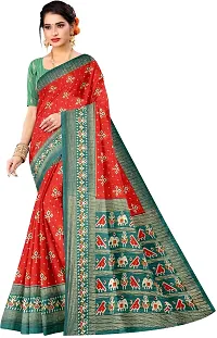 Stylish Cotton Blend Multicoloured Saree with Blouse piece For Women-thumb3