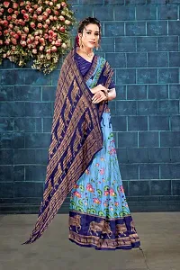 Stylish Cotton Blend Multicoloured Saree with Blouse piece For Women-thumb3