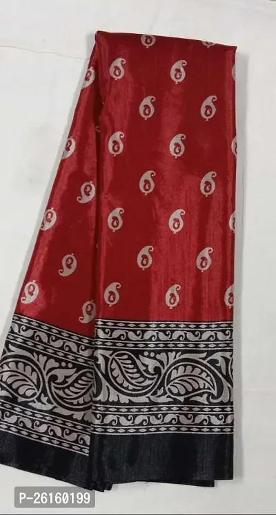 Stylish Cotton Blend Multicoloured Printed Saree with Blouse piece For Women
