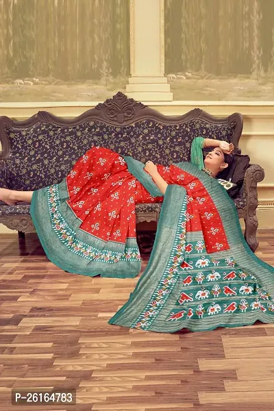 Stylish Cotton Blend Multicoloured Saree with Blouse piece For Women
