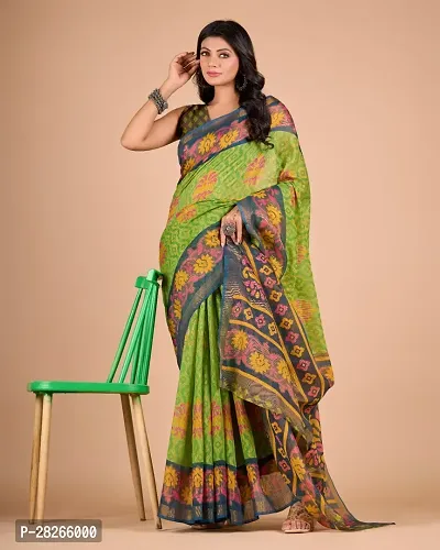 Fancy Brasso Saree With Blouse Piece For Women-thumb0