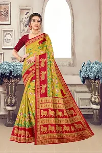 Stylish Cotton Blend Multicoloured Saree with Blouse piece For Women-thumb4