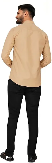 Reliable Cream Cotton Blend Long Sleeves Casual Shirt For Men-thumb2