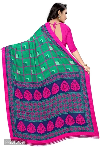 Stylish Georgette Multicoloured Saree with Blouse piece For Women-thumb2