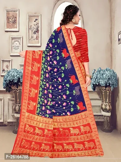 Stylish Cotton Blend Multicoloured Saree with Blouse piece For Women-thumb2