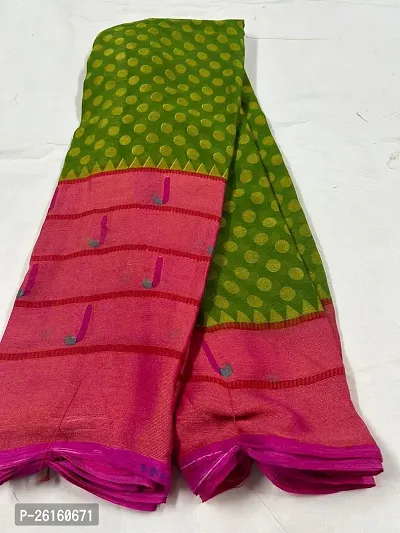 Stylish Chiffon Multicoloured Self Pattern Saree with Blouse piece For Women
