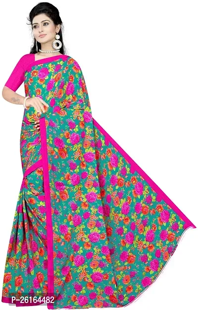 Stylish Chiffon Multicoloured Saree with Blouse piece For Women-thumb3