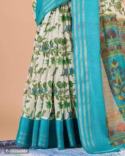 Fancy Linen Saree With Blouse Piece For Women-thumb4