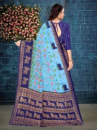 Stylish Cotton Blend Multicoloured Saree with Blouse piece For Women-thumb1