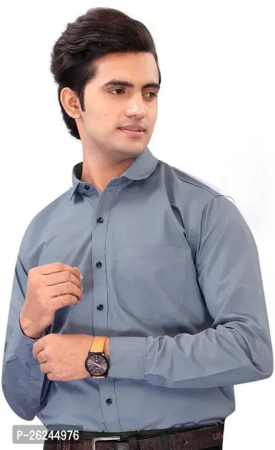 Reliable Grey Cotton Blend Long Sleeves Casual Shirt For Men