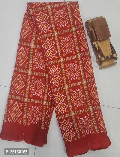 Stylish Georgette Red Printed Saree with Blouse piece For Women-thumb0