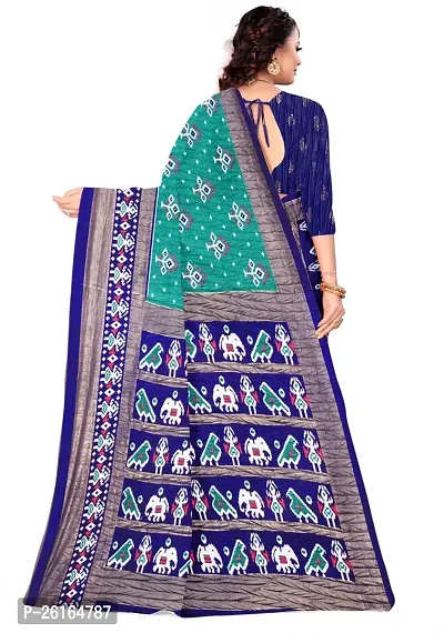 Stylish Cotton Blend Multicoloured Saree with Blouse piece For Women-thumb2