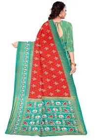 Stylish Cotton Blend Multicoloured Saree with Blouse piece For Women-thumb1