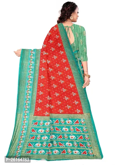 Stylish Cotton Blend Multicoloured Saree with Blouse piece For Women-thumb2