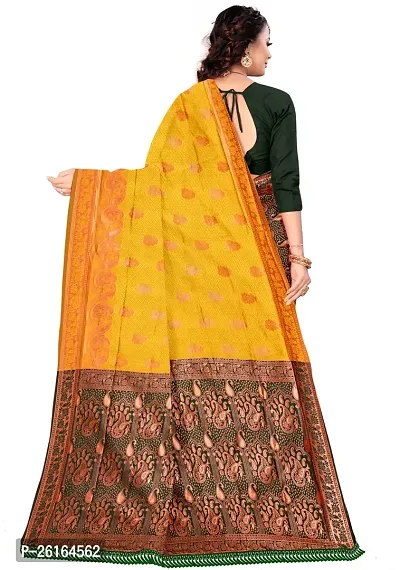 Stylish Silk Blend Multicoloured Saree with Blouse piece For Women-thumb2
