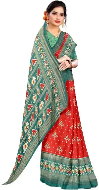 Stylish Cotton Blend Multicoloured Saree with Blouse piece For Women-thumb2