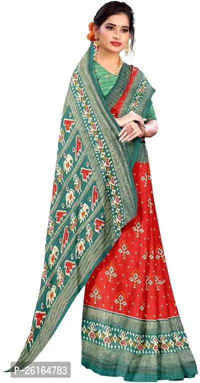 Stylish Cotton Blend Multicoloured Saree with Blouse piece For Women-thumb3