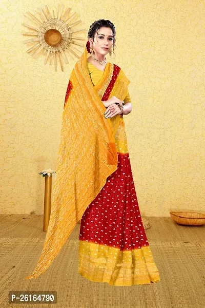 Stylish Cotton Blend Multicoloured Saree with Blouse piece For Women-thumb4