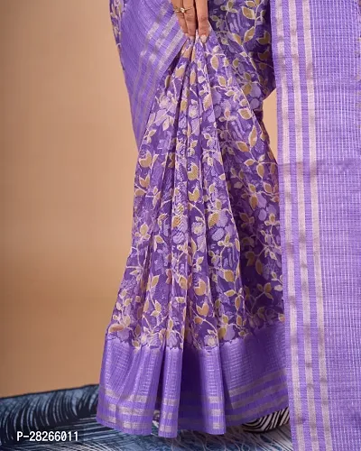 Fancy Linen Saree With Blouse Piece For Women-thumb3