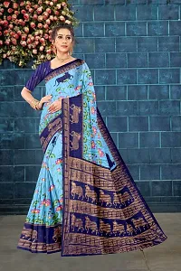 Stylish Cotton Blend Multicoloured Saree with Blouse piece For Women-thumb4