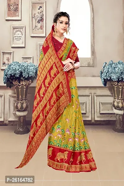 Stylish Cotton Blend Multicoloured Saree with Blouse piece For Women-thumb4