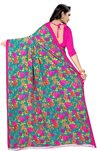 Stylish Chiffon Multicoloured Saree with Blouse piece For Women-thumb1