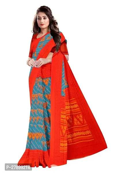 Stylish Orange Chiffon Saree With Blouse Piece For Women
